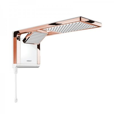 Chuveiro Lorenzetti Acqua Duo branco com detalhes rosegold e resist&ecirc;ncia blindada