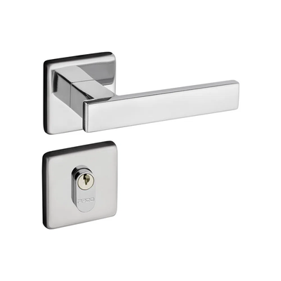 Fechadura externa Pado Concept 409 cromada com roseta quadrada de 40 mm