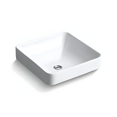 Cuba de apoio Kohler Vox quadrada branca de 41 x 41 cm sobre bancada