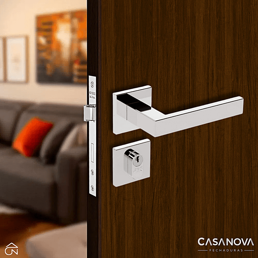 Fechadura Externa Stam IX290 40mm Inox Polido Cromada Roseta