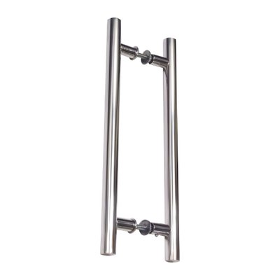 Puxador de porta reto de 60 cm em alum&iacute;nio cromado, perfil tubular redondo