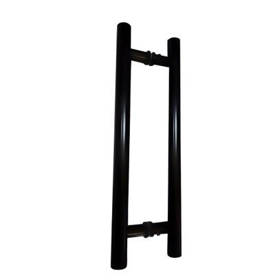 Puxador de porta reto de 80 cm por 25 mm em alum&iacute;nio preto texturizado, perfil tubular