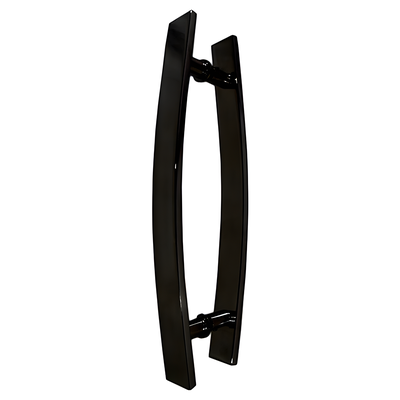 Puxador de porta curvo de 80 cm por 38 mm em alum&iacute;nio preto texturizado, perfil barra chata