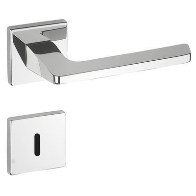 Fechadura Haga Quadra interna 55 mm cromada com roseta quadrada em inox