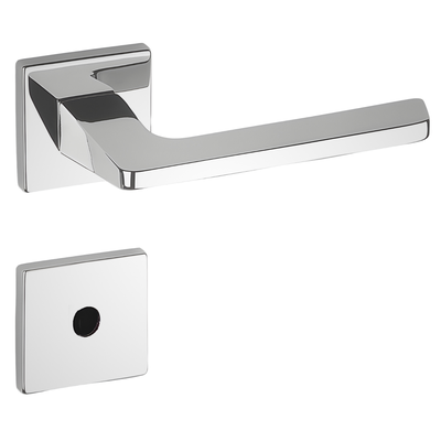 Fechadura Haga Quadra para banheiro e WC 55 mm cromada com roseta quadrada