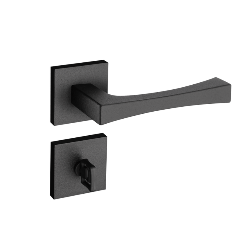 Fechadura de Porta Pado Vivaldi Banheiro Preta Texturizada 55mm