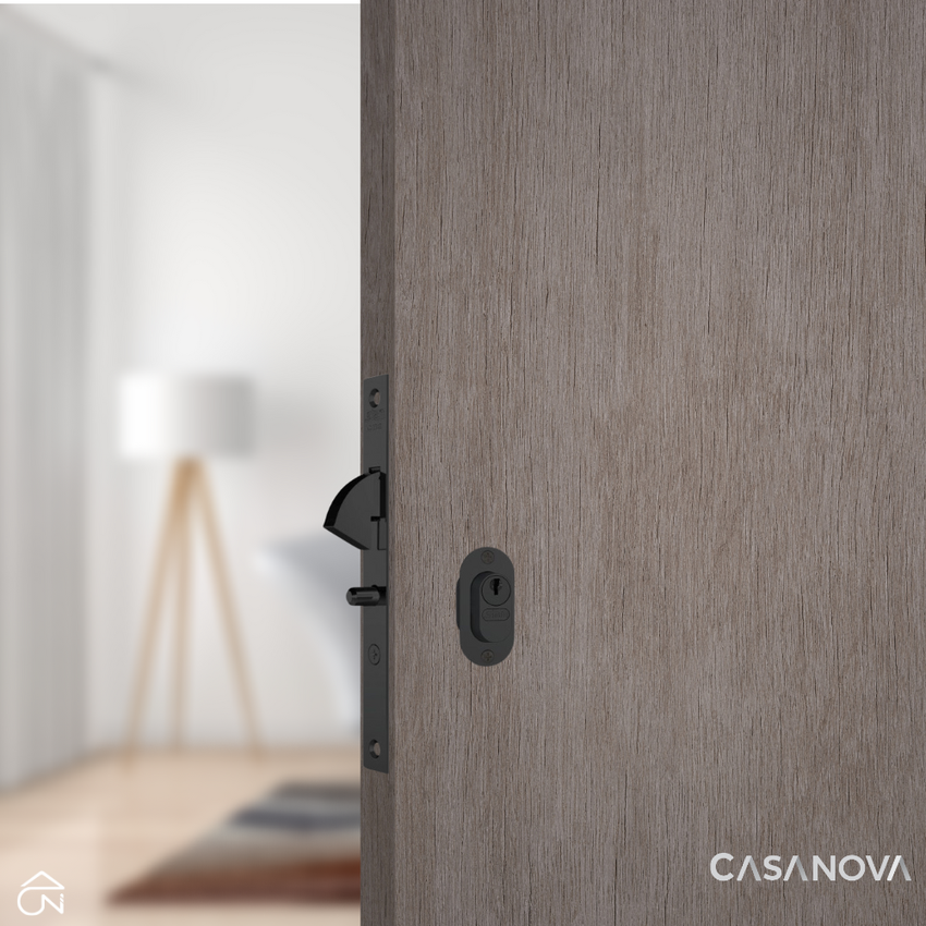 Fechadura Porta de Correr Stam 26.5mm Externa 940 Preto - Casanova