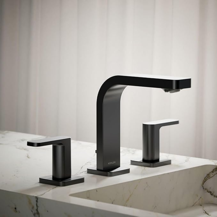 Misturador Lavatorio Parallel Duplo Comando Kohler Preto Fosco