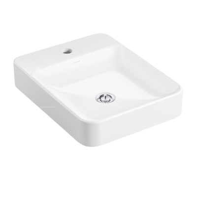 Cuba Kohler Vox Petit de sobrepor retangular com mesa e furo branca 45 x 35 cm