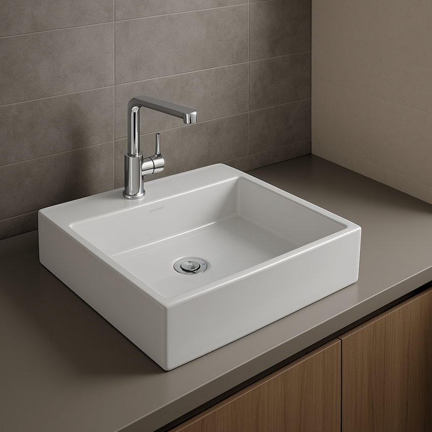 Cuba de Sobrepor Kohler Taut Quadrada com Mesa e Furo 41X41cm