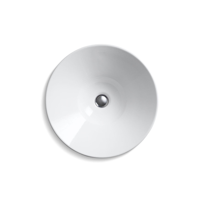 Cuba de apoio Kohler Conical Bell redonda branca de 41 por 41 cm vista de cima