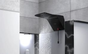 ducha ducali eletronica com led zagonel preto ligado com vapor no banheiro