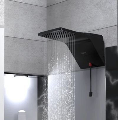 ducha ducali eletronica com led zagonel preto ligado com vapor no banheiro