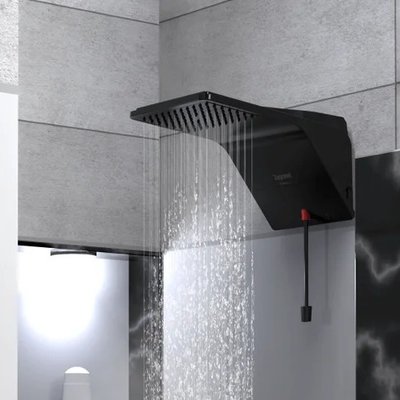 ducha ducali eletronica com led zagonel preto ligado com vapor no banheiro