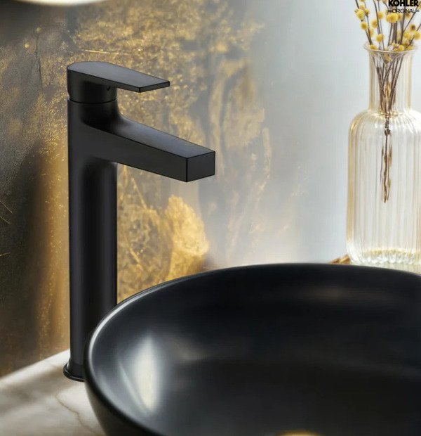 misturador monocomando taut kohler para lavatorio bica alta black matte