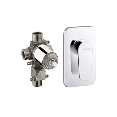 Kit Kohler com base de registro monocomando de 40 mm e acabamento de chuveiro Aleo cromado