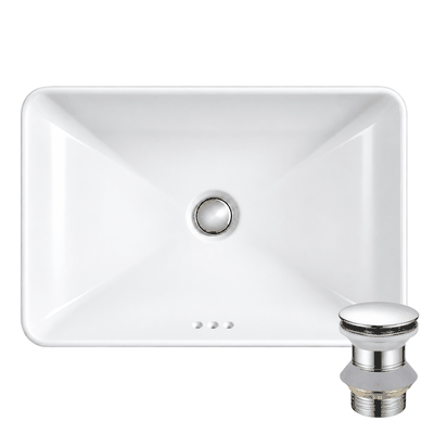 Kit cuba Kohler Vox retangular branca com v&aacute;lvula click inox